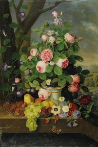 SCHULTZ Erdmann 1810-1841,Martwa natura z pąkami róż i winogronami,1834,Rempex PL 2018-05-16
