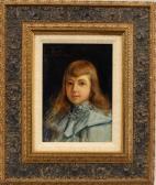 SCHULTZ George F 1869-1934,portrait of young girl wearing a blue dress,CRN Auctions US 2018-09-30