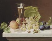 SCHULTZ Gottfried 1842,Grapes, peaches, plums, nuts and a glass of champa,1876,Christie's 2009-05-06
