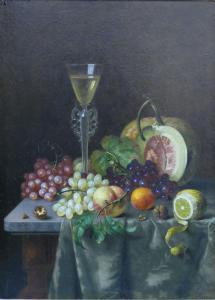 SCHULTZ Gottfried 1842,Stillleben mit Obst, einer Zitrone und einem Weing,1886,Georg Rehm 2021-05-06