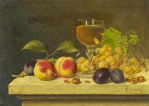 SCHULTZ Gottfried 1842,Stillleben mit Obst und einem Glas Wein,Van Ham DE 2016-11-18