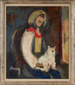 SCHULTZ Mares 1920-2013,Mädchen mit Spitz,Dobritz DE 2020-10-24