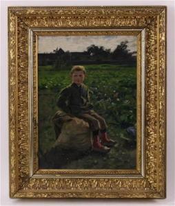 SCHULTZ RIGA Emil 1872,young boy sitting in a field,Kaminski & Co. US 2022-07-17