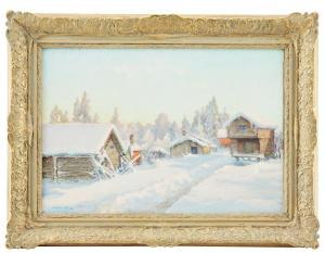 SCHULTZBERG Anshelm 1862-1945,Motiv från Lindbjörkens fäbodar (mellan Siljansn,1942,Uppsala Auction 2023-08-15