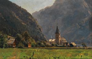 SCHULTZE Robert 1828-1910,Kirche in Altaussee Steiermark,Palais Dorotheum AT 2023-06-26