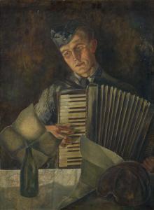 SCHULZ Adrien 1851-1931,Handharmonikaspieler Leutnant Bertram,1942,Galerie Bassenge DE 2023-12-02