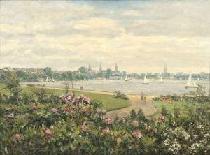 SCHULZ STRATHMANN Otto 1892-1960,View over the Outer Alster,Stahl DE 2023-06-23