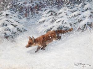 SCHURMANN Fritz 1863,A Fox Out Hunting,Palais Dorotheum AT 2014-06-16