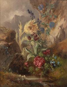 SCHUSTER Josef 1812-1890,Wild flowers in a rocky crag,Mallams GB 2023-10-18