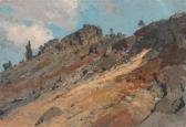 SCHUSTER Rudolf Heinrich 1848-1902,Berglandschaft. Hoher Stein,1895,Galerie Koller CH 2009-03-23