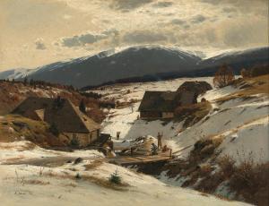 SCHUSTER Rudolf Heinrich,Springtime in the Giant Mountains, Sn₧žka,1886,Palais Dorotheum 2022-11-08