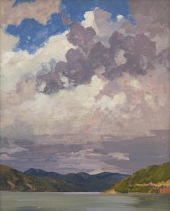 SCHUSTER Rudolf Heinrich,Wolken über einem sommerlichen Gebirgssee.,Galerie Bassenge 2023-06-08