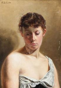SCHUTTE Oscar 1837-1913,Bust-length portrait of a female model,Bruun Rasmussen DK 2020-07-27