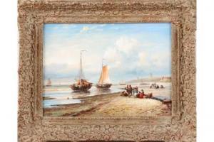 SCHUTZ,Dutch fisher folk with fishing boats on beach,Twents Veilinghuis NL 2015-07-03