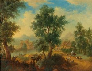 SCHUTZ Franz 1751-1781,A wooded river landscape with shepherds,Palais Dorotheum AT 2018-12-11