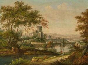 SCHUTZ Franz 1751-1781,Flusslandschaft mit Staffage,Schuler CH 2019-12-11