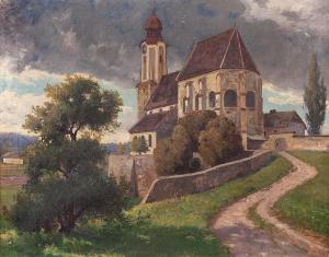 SCHUTZ Franz 1855-1945,Kirche bei Emersdorf a. d. Donau,1937,Palais Dorotheum AT 2014-04-15