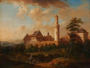 SCHUTZ Robert 1800-1900,Ansicht mit Schloss Bad Homburg,Fischer CH 2014-06-18