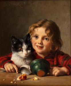 SCHUTZE Wilhelm Johann 1814-1878,Enfant et chat,Millon & Associés FR 2019-11-20