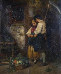 SCHUTZE Wilhelm Johann,young fieldworker talking to a maiden in the kitch,O'Gallerie 2024-04-02