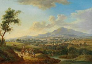 SCHUZ Christian Georg I 1718-1791,A hilly river landscape,Palais Dorotheum AT 2013-10-15