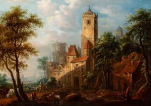 SCHUZ Christian Georg I 1718-1791,A Rhenish landscape with travellers an,AAG - Art & Antiques Group 2018-11-26