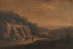 SCHUZ Christian Georg II 1758-1823,Travelers in a Landscape,Skinner US 2015-09-11
