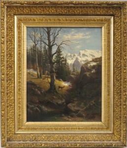 SCHWAB Max,Mountain landscape with deer, mountain peaks in distance,CRN Auctions US 2016-11-06