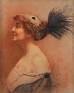 SCHWABE Carlos, Charles 1866-1926,Portrait d'une princesse Gagarine,1912,Ader FR 2023-03-24