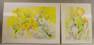 SCHWANDER Denise 1945,Two Floral Studies: Irises,Skinner US 2012-07-18