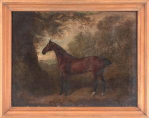 SCHWANFELDER Charles Henry 1773-1837,Bay Hunter horse in landscape,1810,South Bay US 2021-05-01