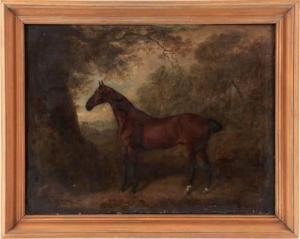 SCHWANFELDER Charles Henry 1773-1837,Bay Hunter in a landscape,1810,South Bay US 2022-02-05