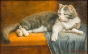 SCHWAR Wilhelm 1860-1943,Recumbent Cat,Rowley Fine Art Auctioneers GB 2018-11-20