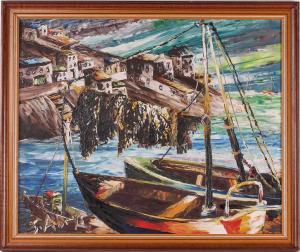 SCHWARTZ ABRYS Léon 1905-1990,fishing boats in a harbour,Dawson's Auctioneers GB 2022-03-31