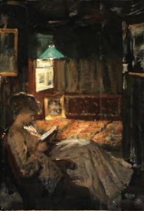 SCHWARTZ Frans 1850-1917,A young woman reading by the glow of the lamp,Bruun Rasmussen DK 2024-04-08