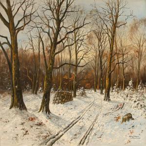 SCHWARTZ Orla 1800-1900,Winter landscape with a forest glade,Bruun Rasmussen DK 2010-09-20