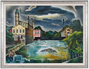 SCHWARTZ William Samuel 1896-1977,A Waterfall in Wisconsin,1938,Brunk Auctions US 2023-11-18