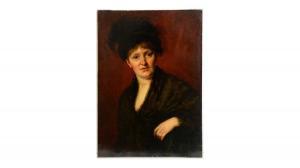 SCHWARTZE Therese,Portrait of a Lady in a Black Feathered Bonnet,1880,Anderson & Garland 2023-07-19