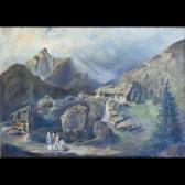 SCHWARZ Elsa 1887-1920,Paesaggio alpino con figure,Von Morenberg IT 2012-03-25