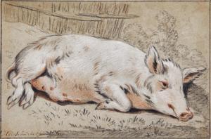 SCHWEICKARDT Hendrik Willem 1746-1797,A pig in repose,Sotheby's GB 2023-01-25
