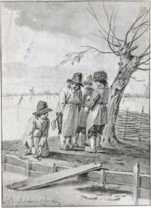 SCHWEICKARDT Hendrik Willem 1746-1797,Holländische Eislandschaft mit vier jungen M,Galerie Bassenge 2023-12-01