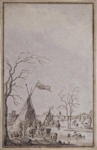 SCHWEICKARDT Hendrik Willem,Skaters on a frozen river, with two tents in the f,Sotheby's 2023-01-25