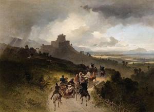 SCHWEINFURTH Ernst 1818-1877,Landscape with a Castle and Wagon,1832,Lempertz DE 2015-05-16