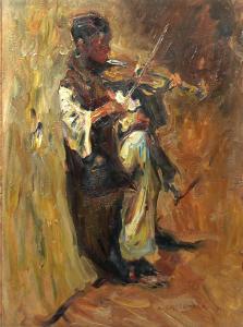 SCHWEITZER CUMPANA Rudolf 1886-1975,Gipsy Fiddler with His Fiddle,Alis Auction RO 2008-01-13