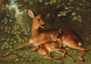 SCHWENINGER Carl II 1854-1912,A Doe with Fawn,Palais Dorotheum AT 2020-02-25