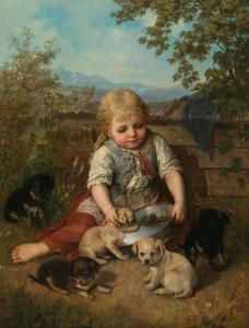SCHWENINGER Rosa 1849-1918,The dog mother,Palais Dorotheum AT 2023-09-07