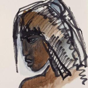 SCHWIMMER Eva 1901-1986,Profilkopf einer jungen Afrikanerin mit Schulter u,Heickmann DE 2016-03-19