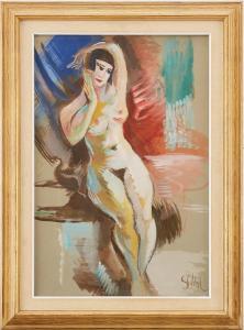 SCHYL Jules 1893-1977,Sittande naken modell,Uppsala Auction SE 2021-09-14