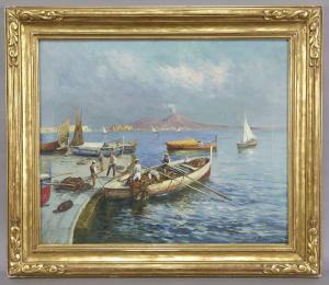 SCOGNAMIGLIO Antonio Giovanni,Harbor Scene in View of 
Vesuvius,Dallas Auction US 2011-05-25