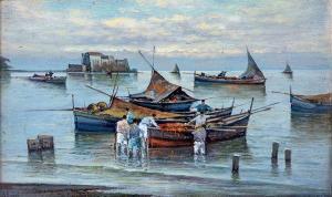 SCOPPA Raimondo 1820-1890,Pescatori con barche,Casa d'Aste Arcadia IT 2022-06-14